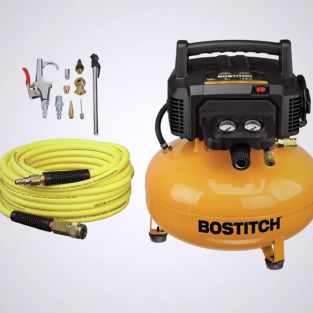 6 Gallon Pancake Air Compressor & 13 : Air Hose, Blow Gun and Adapter, Blow C...