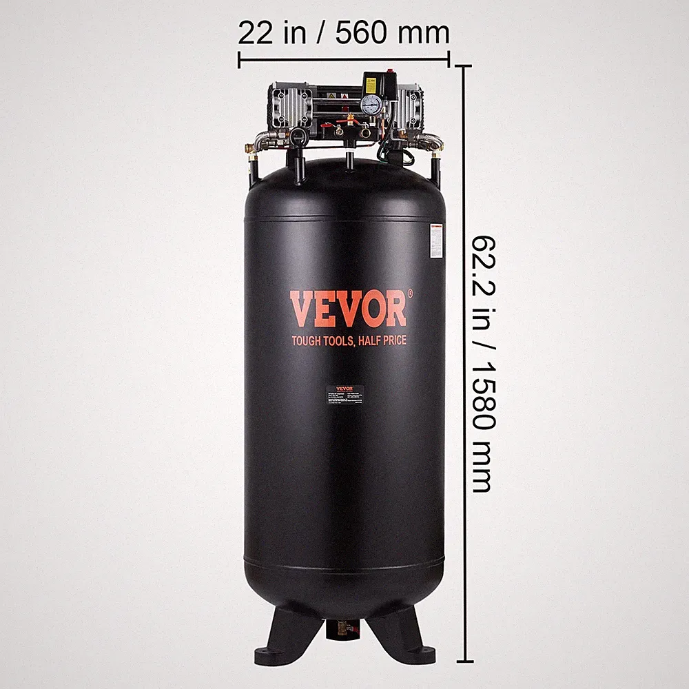 80 Gallon Air Compressor 6.5 HP 15.5 SCFM@90 PSI 2-Stage 145PSI 3-Phase