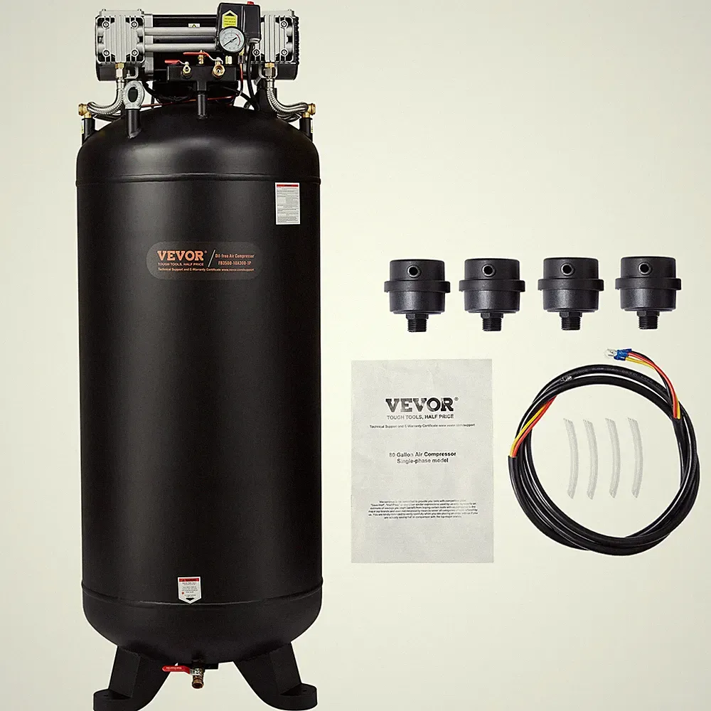 80 Gallon Air Compressor 6.5HP Oil Free Quiet for Industrial Sites Auto Repair