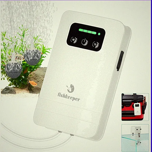Battery Powered Aquarium Air Pump, USB Rechargeable Aerator Fish Tank Air Pum...