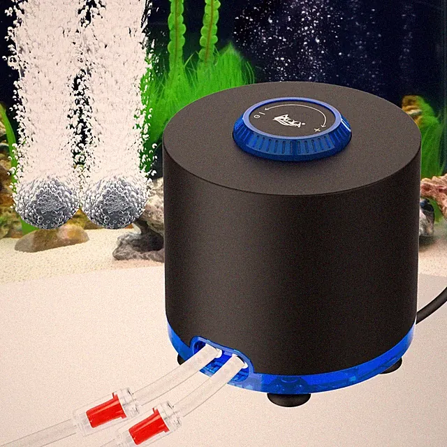 "Quiet Aquarium Air Pump with Dual Outlet, Adjustable Oxygen Aerator for 200