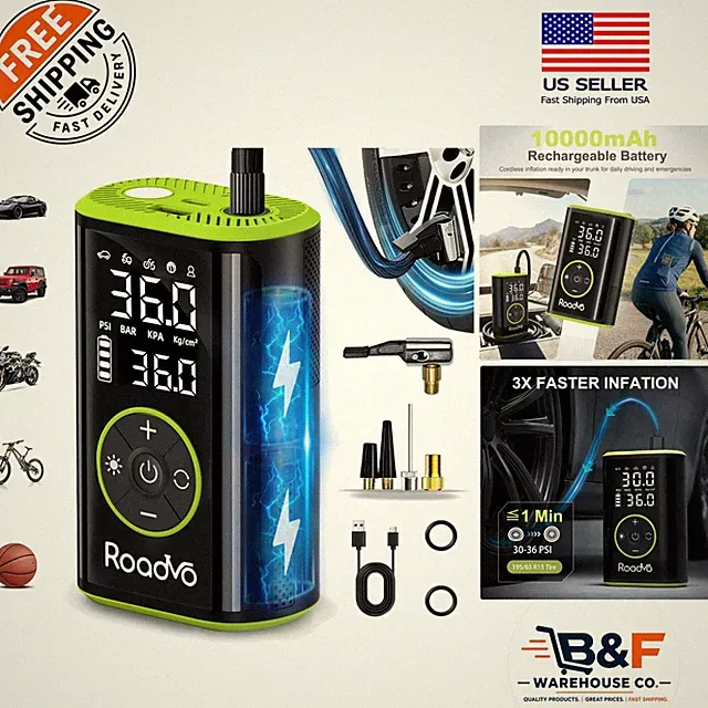 Rechargeable 150PSI Tire Inflator with Digital Gauge & Auto Shut-Off for Safety